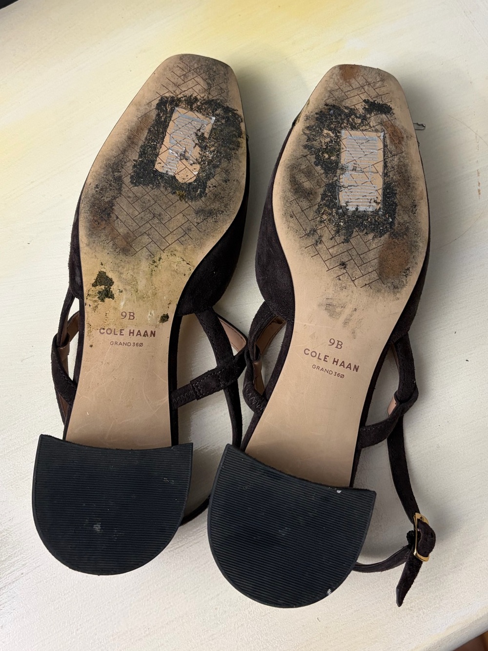 Cole Haan Women’s Brown Pela Block Heel Slingback Pumps with Black Patent Toe - Picture 6 of 6